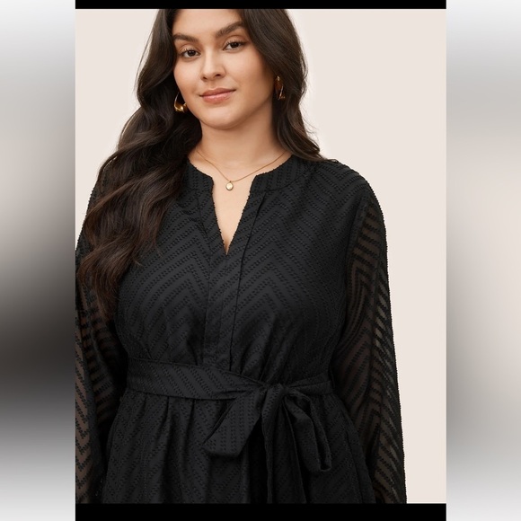 NWT Chiffon Geometric overlay long sleeve dress plus 22/24 🌺🌹🌸 163 Rare - Picture 4 of 11